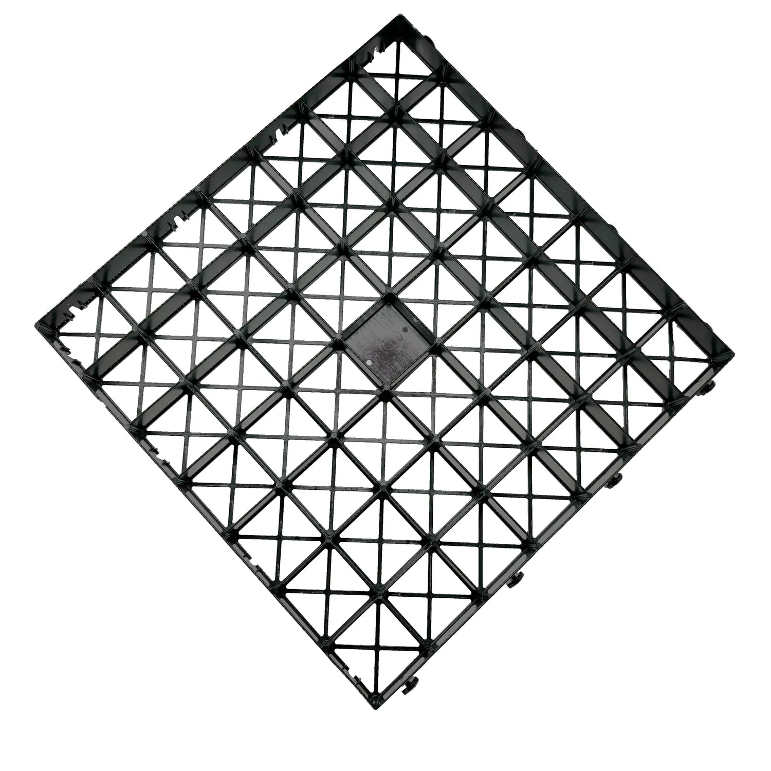 Black plastic grid on a white background
